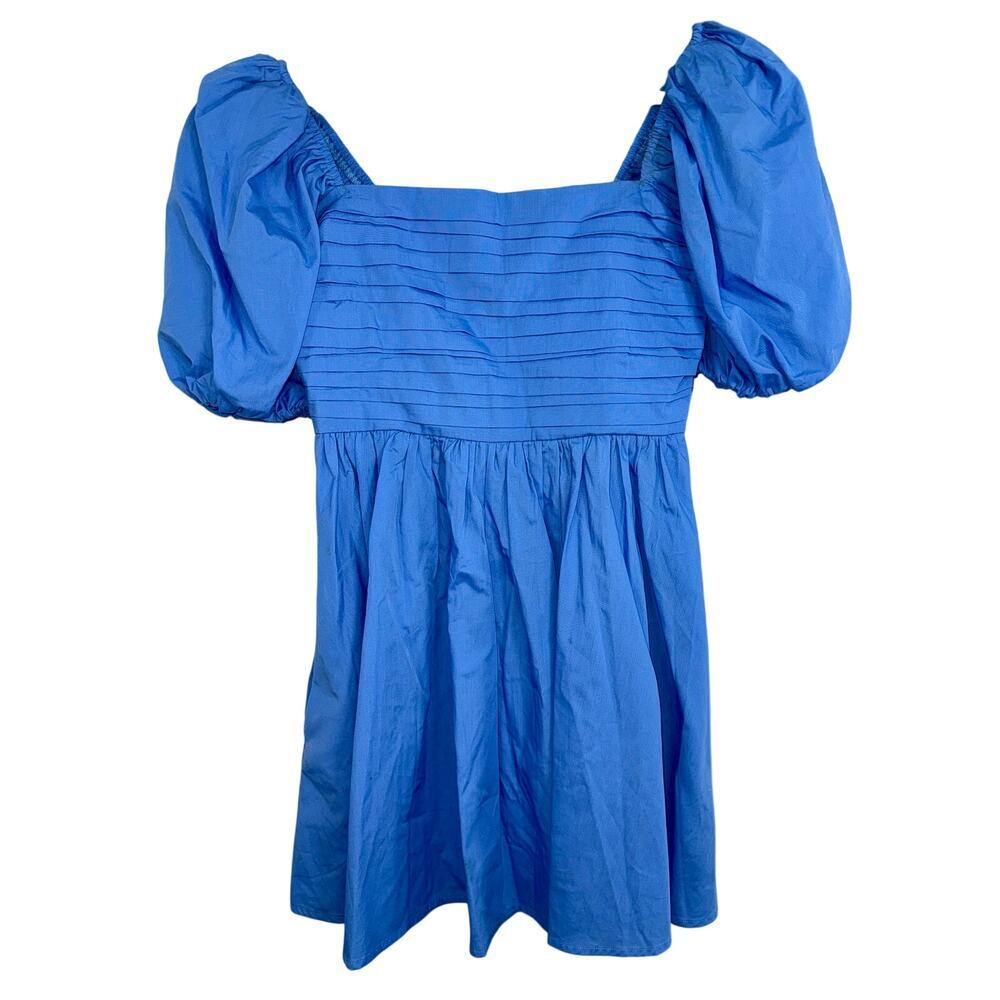 Abercrombie & Fitch Blue Smocked Back Puff Sleeve Mini Dress Womens Size XS P